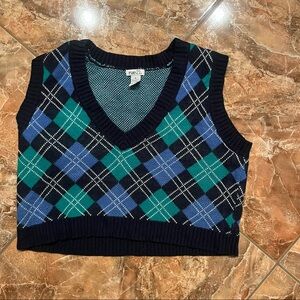 Rue21 Blue and green Argyle sweater vest top